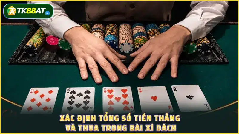 Xác định tổng số tiền thắng và thua trong bài Xì dách